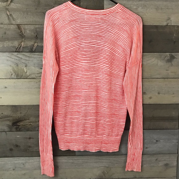 LOFT Red and White Cardigan - Picture 2 of 5